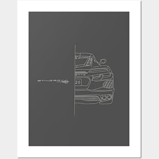 Chevrolet Corvette Stingray line drawing Posters and Art